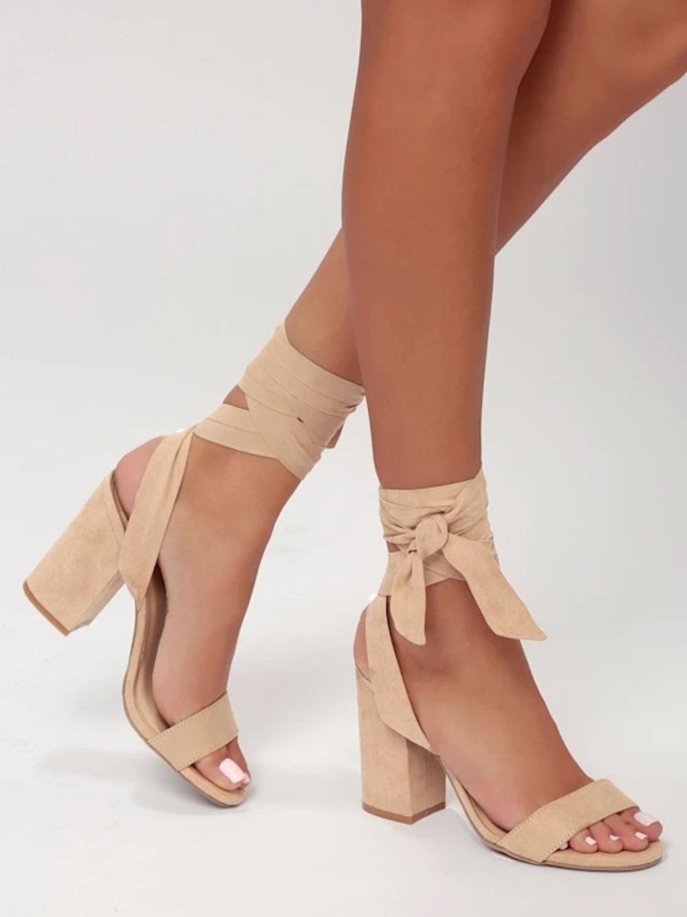 Women's Lulu Suede Ankle Tie Block Heels
